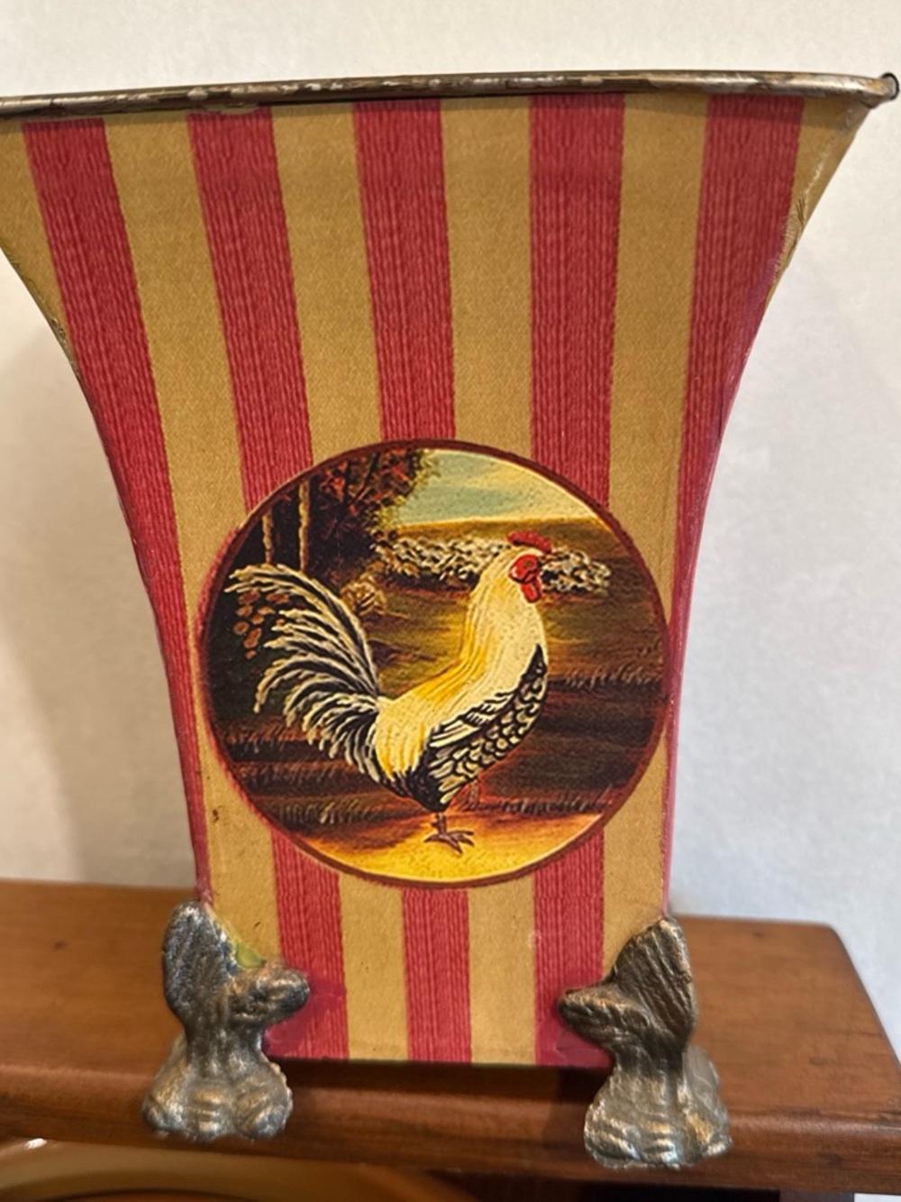 Elegant French Country footed metal Rooster tin-claw feet